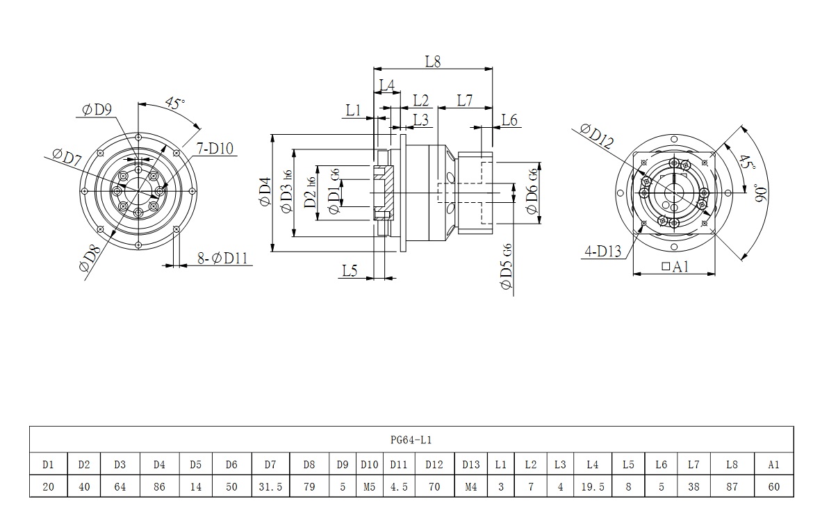 PG64系列行星減速機(jī)圖紙L1